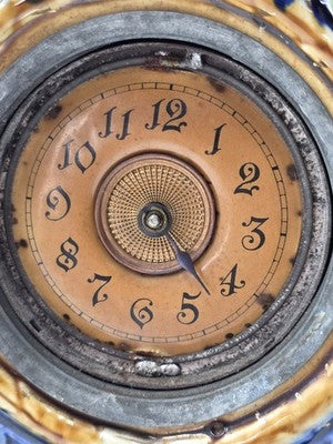Rare Antique 19th C Porcelain Majelica Mantel Clock Hand Painted French. Read.