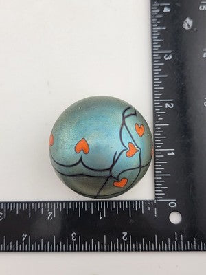 Rare Orient & Flume Iridescent Art Glass Paperweight Flowers Signed May Of 1975