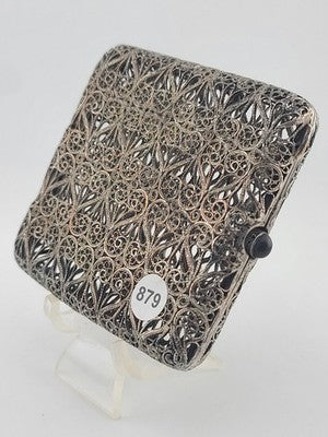 Antique 1920's Handmade European 800 Silver Filigree Cigarette Case Art Deco.