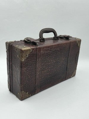 Antique 1930's Faux Alligator Doctors Suitcase Salesman Sample Case. Red Velvet.