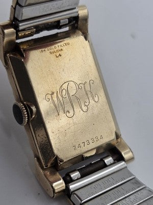 Antique 1940's Bulova Ladies 10K Gold Filled Art Deco Watch Sub Seconds. Works.