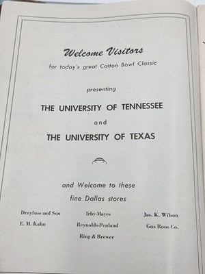 1953 Cotton Bowl Program &2 Ticket Stubs Tennessee Volunteers vs Texas Longhorns
