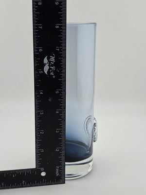 Rare Tiffany & Co Blue Lead Crystal Cylinder Vase England Applied Medallion 8"
