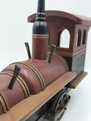 Rare Heavy Vintage Handmade Wooden & Cast Iron Steam Train 24" X 14" X 6"