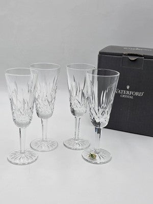 Waterford Crystal Lismore Champagne Flutes Set of 4 Ireland w/ Original Box. New