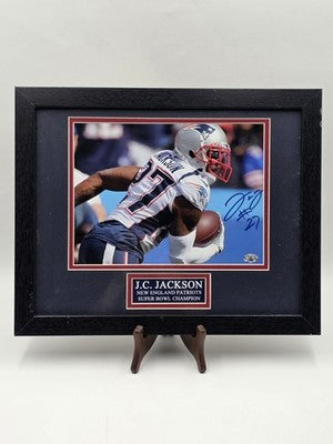 J.C. Jackson Signed 8x10 Photo Framed Patriots Auto JSA COA Super Bowl Champ