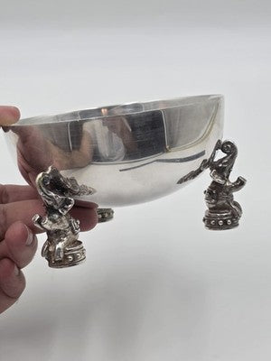 Rare OOAK Jean Boggio Figural Elephant Silver Centerpiece Bowl Surrealist Decor