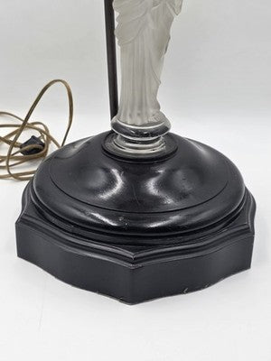 Ultra Rare French Baccarat Frosted & Clear Glass Classical Maiden Table Lamp.