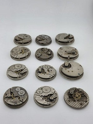 Lot Of 12 Antique Pocket Watch Movement Dial For Parts Repair Watchmaker Estate