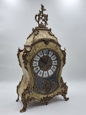 Rare 22" Vintage Rococo Boulle Mantel Clock Franz Hermle German Movement Works