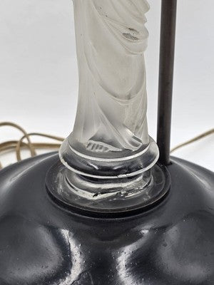 Ultra Rare French Baccarat Frosted & Clear Glass Classical Maiden Table Lamp.