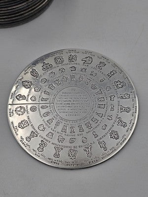 Rare Vintage Christofle Fermiers Generaux Silver Plated Hallmark Coaster. Each
