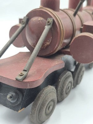 Rare Heavy Vintage Handmade Wooden & Cast Iron Steam Train 24" X 14" X 6"