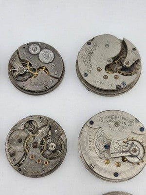 Lot Of 12 Antique Pocket Watch Movement Dial For Parts Repair Watchmaker Estate