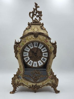 Rare 22" Vintage Rococo Boulle Mantel Clock Franz Hermle German Movement Works
