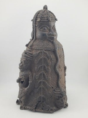 Vtg 1930's West African Bronze Ceremonial Bell Benin Yoruba Style Hand Cast 9in