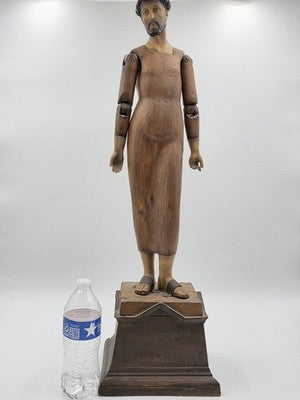 RARE ANTIQUE 18TH C ARTICULATED HAND POLYCHROME SANTOS MANNEQUIN OF ST FRANCIS.