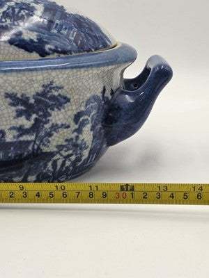 Imported Victoria Ware Ironstone Blue & White Soup Tureen Lidded Vegetable Dish