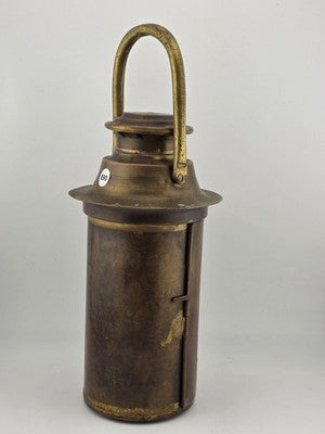 Antique Brass Oil Lantern Early 1900s Maritime Ship Hand Lamp w/ Wick