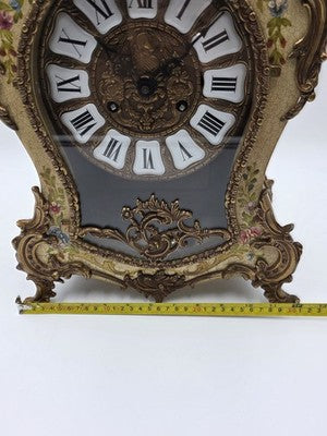 Rare 22" Vintage Rococo Boulle Mantel Clock Franz Hermle German Movement Works