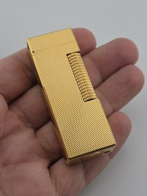 Rare Vintage Dunhill Rollagas Gold Tone Textured Switzerland W Box. Very Clean.