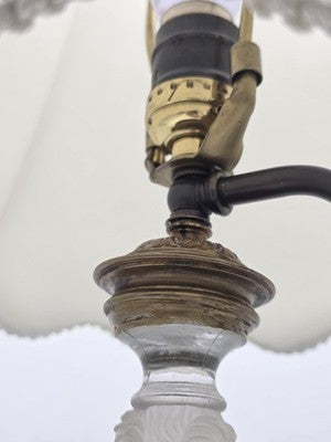Ultra Rare French Baccarat Frosted & Clear Glass Classical Maiden Table Lamp.