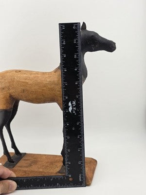 Vintage, Hand Carved Wood & Metal, Folk Art, Horse Sculpture