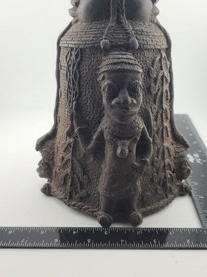 Vtg 1930's West African Bronze Ceremonial Bell Benin Yoruba Style Hand Cast 9in