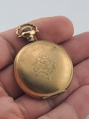 Rare Antique Waltham 12s Pocket Watch 7J Gold Filled 25yr Case C1910 Running
