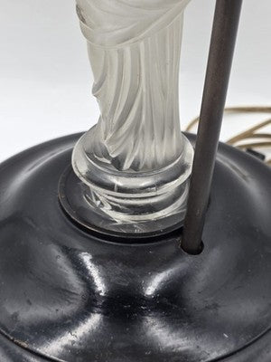 Ultra Rare French Baccarat Frosted & Clear Glass Classical Maiden Table Lamp.
