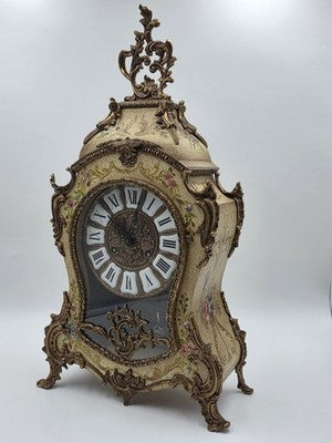 Rare 22" Vintage Rococo Boulle Mantel Clock Franz Hermle German Movement Works