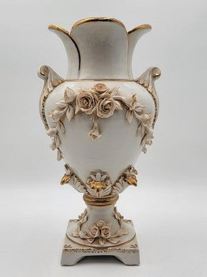 Antique OOAK Mid Century Ornate Hand Made Capodimonte Italy Large Vase No Chips