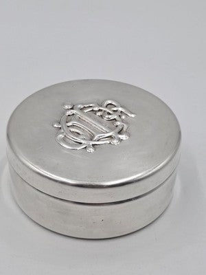 1980s Christian Dior Vintage Silver Plated Monogram Vanity, Trinket Jewelry Box