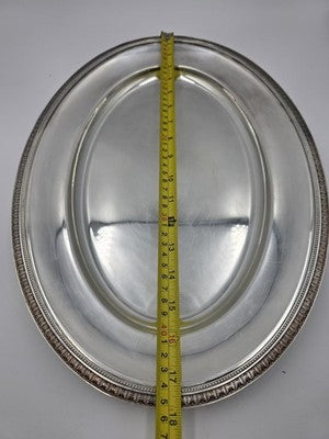 Vtg Christofle France 18” Silverplate Oval Serving Platter Louis XVI Leaf Border