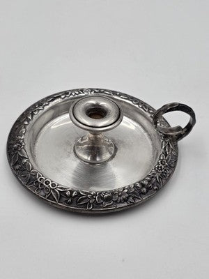Rare Antique S. Kirk & Son Sterling Silver Repousse Chamberstick Candle Holder