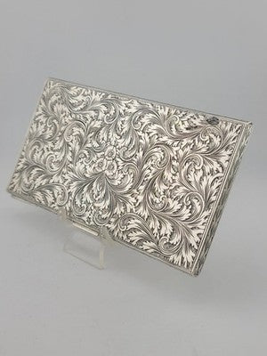 Amazing Antique European 800 Silver Cigarette Case Deep Hand Engraving 203 g.