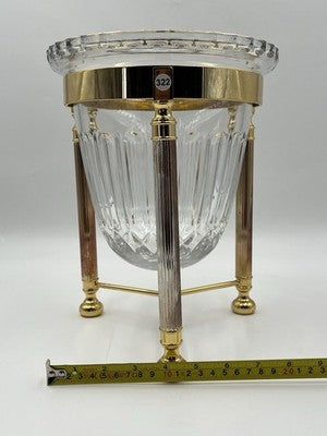 Design Guild Crystal Champagne Chiller Vertical Cut with Stand Brass Barware