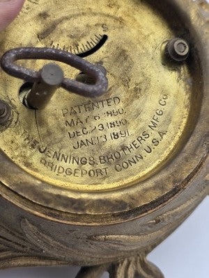 Antique 19th C Jennings Brothers Art Nouveau “Holly” Clock 1891. Spring Broken