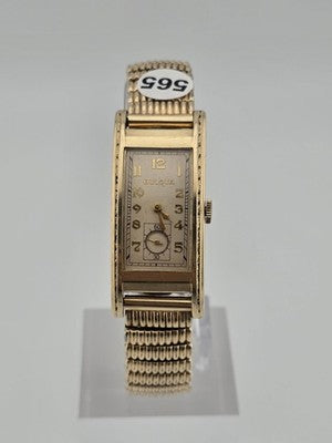 Antique 1940's Bulova 10K GF Curved Tank Art Deco Manual Wind Watch Serviced