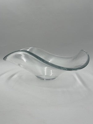 Rare Large Hand Blown Art Glass Orb Sphere w/ Freeform Murano Style Bowl Stand