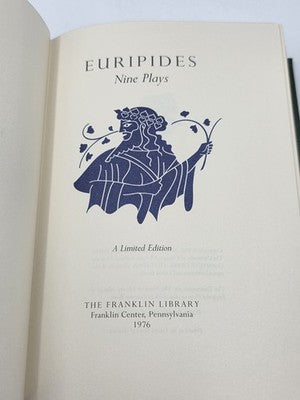 1976 Franklin Library Euripides Nine Plays Leather Bound Collector Edition. New