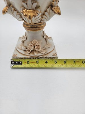 Antique OOAK Mid Century Ornate Hand Made Capodimonte Italy Large Vase No Chips