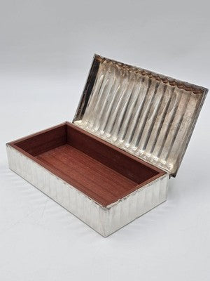 Vintage Ralph Lauren Home Cigar Box Italian Silver Finish Cherry Wood 1990s