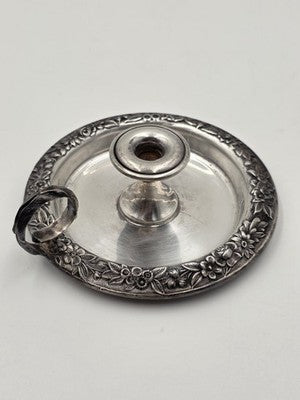 Rare Antique S. Kirk & Son Sterling Silver Repousse Chamberstick Candle Holder