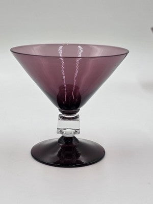 ANTIQUE SET OF 7 MID CENTURY BRYCE WILMINGTON AMETHYST 5 1/2" CHAMPAGNE GLASSES.