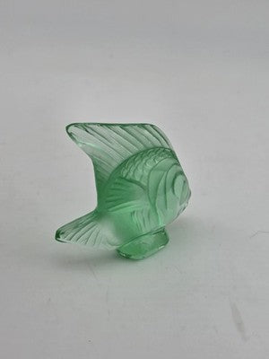 Vintage Lalique France Mint Green Crystal Fish Sculpture 2" Signed Mint Cond.