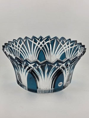 Gourgeous Collectible Vintage Caeser Crystal GOTHIC Large Canistrum Bowl Azure