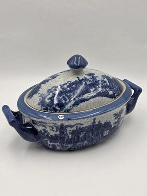 Imported Victoria Ware Ironstone Blue & White Soup Tureen Lidded Vegetable Dish