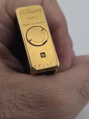 Vtg Authentic St Dupont Laque De Chine France Gold Plated Ligne 1 Lighter. Works