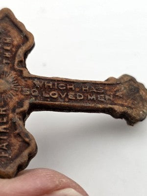 Rare Antique 1907 Pope Pius X Catholic PARDON INDULGENCE Crucifix w Leather Case